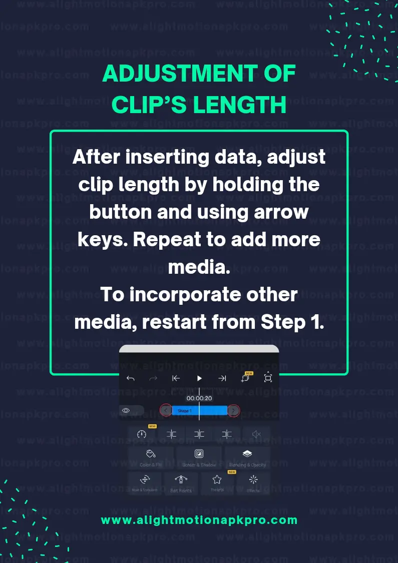 How to use the Alight Motion app Step 6 Adjustment of Clip's Length